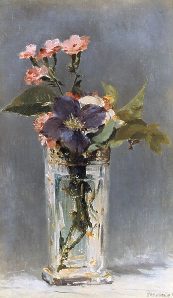 Violets and Clematis in a crystal vase, 1882 Artist: Edouard Manet
