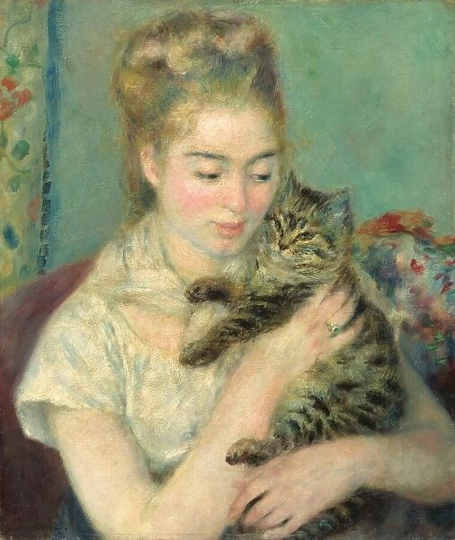 Woman with a Cat, c. 1875. Creator: Pierre-Auguste Renoir