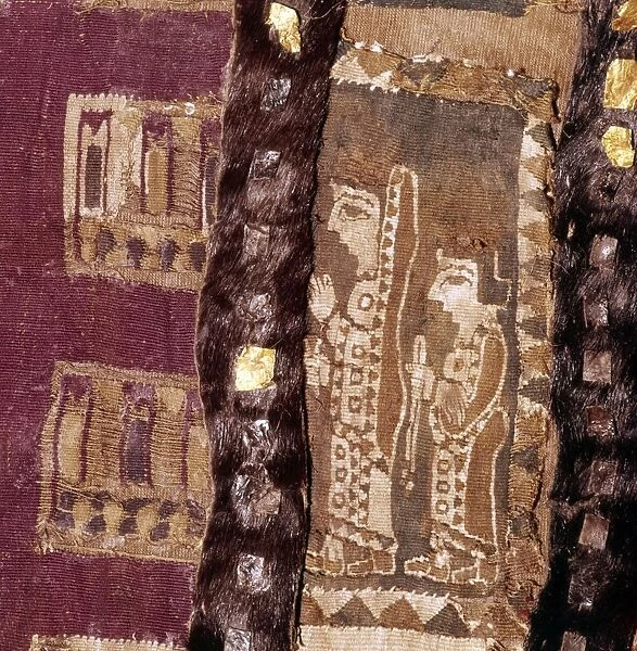 Women at altar, Iranian Fabric on saddle-cover from Scythian Tomb, Pazyryk, c5th century BC