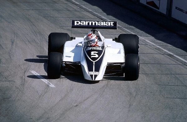 Formula One World Championship: Winner Nelson Piquet Brabham BT49. His first GP win