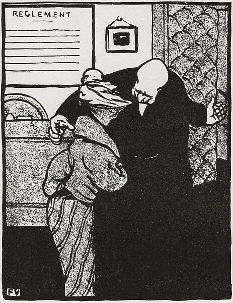 'a Worthy Man Ushers A Young Woman Into His Office', After A Work By Felix Vallotton From crimes And Punishments. From Illustrierte Sittengeschichte Vom Mittelalter Bis Zur Gegenwart By Eduard Fuchs, Published 1909