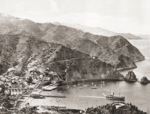 Avalon Bay, before the construction of the casino, Santa Catalina Island, California, United States of America, c. 1915. From Wonderful California, published 1915