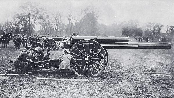A British 60 Pounder Position Gun Also Known As Long Toms Used On The Western Front During The First World War. From The Illustrated War News Published 1914