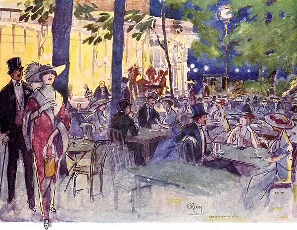 In The Cafe Armenonville, Bois De Boulogne, Paris, France. Colour Illustration From The Book France By Gordon Home Published 1918