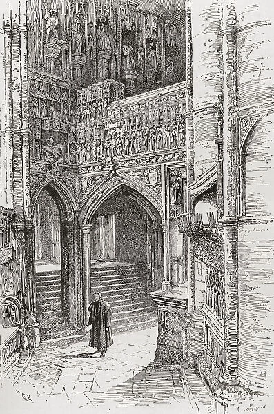 The Chantry of Henry V and the entrance to the chapel of Henry VII, Westminster Abbey, City of Westminster, London, England. From London Pictures, published 1890