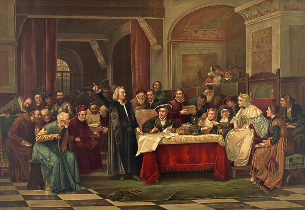 Christopher Columbus 1451-1506, At The Spanish Court Requesting Financial Support From Queen Isabella And King Ferdinand For His Trip To The New World
