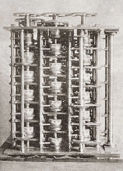 The Difference Engine Of The Babbage Calculating Machine, Invented By Charles Babbage In 1822, Made To Compute Values Of Polynomial Functions. From The Strand Magazine, Published 1896