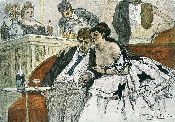 The Drunken Dandy, After Felicien Rops. From Illustrierte Sittengeschichte Vom Mittelalter Bis Zur Gegenwart By Eduard Fuchs, Published 1909