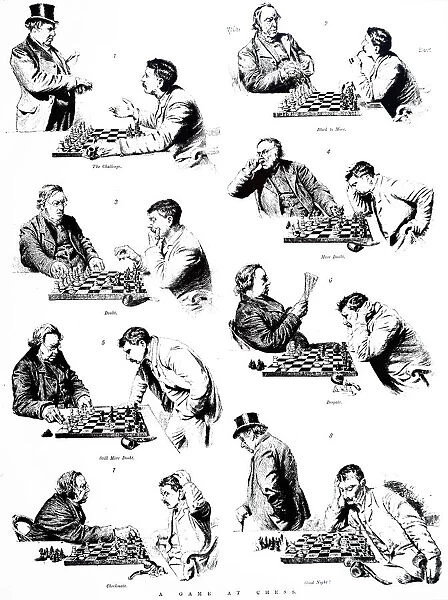 Illustration depicting a friendly game of chess, 19th century