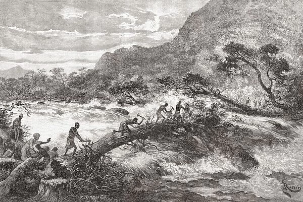 An Improvised Bridge In Central Africa In The 19Th Century. From The Book Africa Pintoresca Published 1888