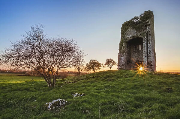 Irish castle ruins at sunset, Clonlara, Clare, Ireland