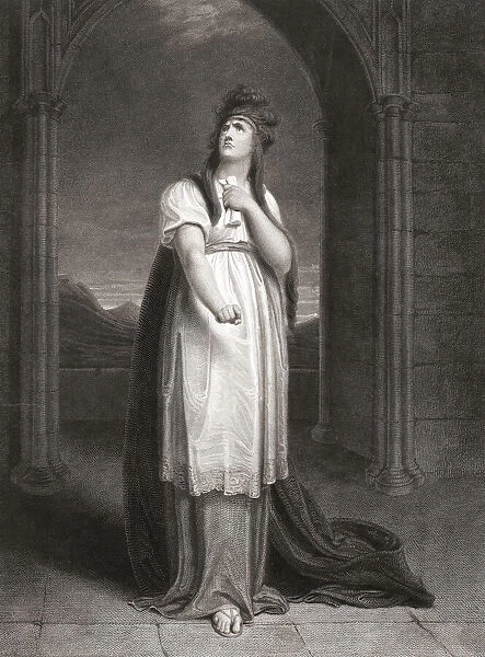 Lady Macbeth. An engraving by James Parker after a painting by Richard Westall illustrating William Shakespeares play Macbeth, Act I, Scene V set in Macbeth┼¢s castle
