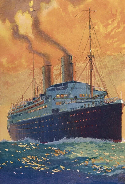 An ocean going liner in the 1920 s. From The Book of Ships, published c. 1920