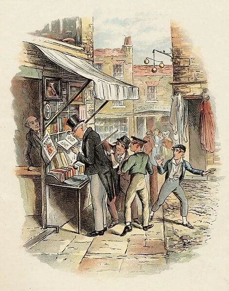 Oliver Amazed At The Dodgers Mode Of Going To Work. From The Book The Adventures Of Oliver Twist By Charles Dickens, With Illustrations By G. Cruikshank. Published By Chapman And Hall, London 1901