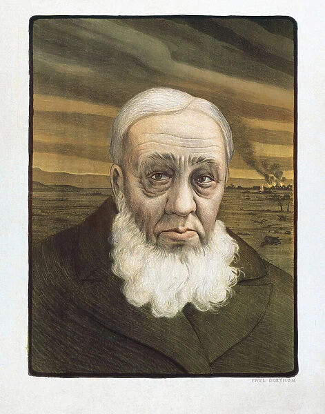 Paul Kruger, 1825 - 1904. Fullname, Stephanus Johannes Paulus Kruger, 1825 - 1904. 3rd President of the South African Republic. After a print by French artist Paul Berthon, 1872 - 1934