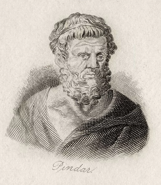 Pindar, (Or Pindaris) Of Thebes, 522 Bc - 443 Bc. Ancient Greek Lyric Poet. Engraved By J. W. Cook