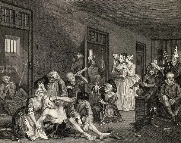 The Rakes Progress Scene In Bedlam From The Original Picture By Hogarth From The Works Of Hogarth Published London 1833