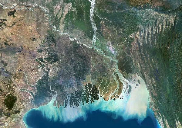 Satellite image of the Ganges River Delta, Bangladesh, India