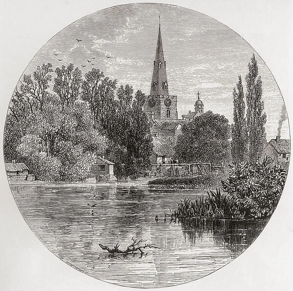 St Pauls Church by the River Great Ouse, Bedford, Bedfordshire, England, seen here in the 19th century. From English Pictures, published 1890