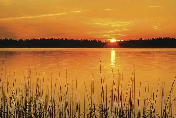 Sunset On Anglin Lake In Prince Albert National Park; Saskatchewan, Canada
