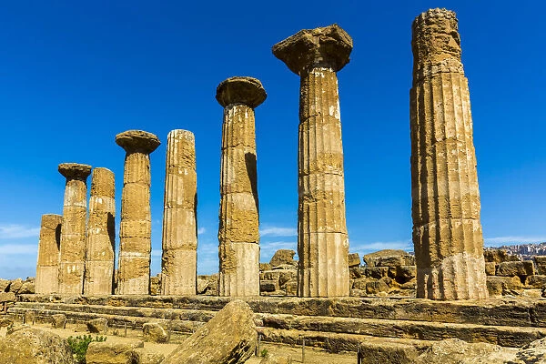 Temple of Heracles at Valle dei Templi in Ancient Greek City at Agrigento, Sicily, Italy