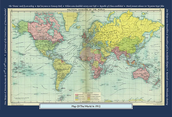 Historical World Events map 1912 US version