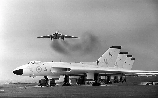 Aircraft Avro Vulcan B2 bomber July 1963 line up at RAF Wittering as a Vulcan