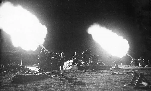 The astounding picture produced by the flash of a 3 inch anti aircraft gun