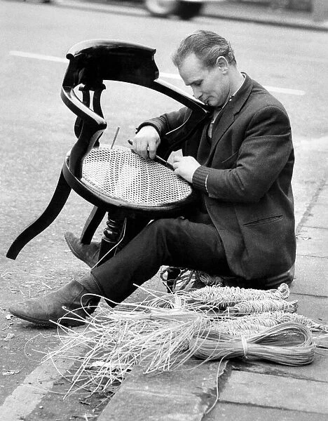 Chair Caning: An unusual sight in London the old craft of chair caning Mr