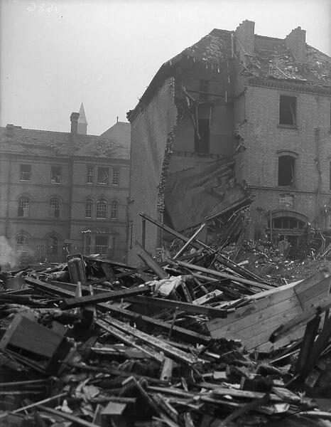 Damage to Erdington House hospital following a raid on the city. 21st October 1940