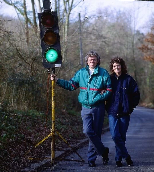 David Icke TV presenter January 1990 with wife Linda at traffic lights