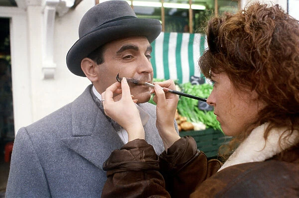 David Suchet Actor has his moustache adjusted while on the set of the TV programme Poirot
