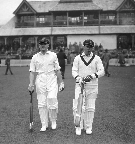 Essex v Australia. Bill Woodfull (l) and Bill Ponsford of Australia come out to open