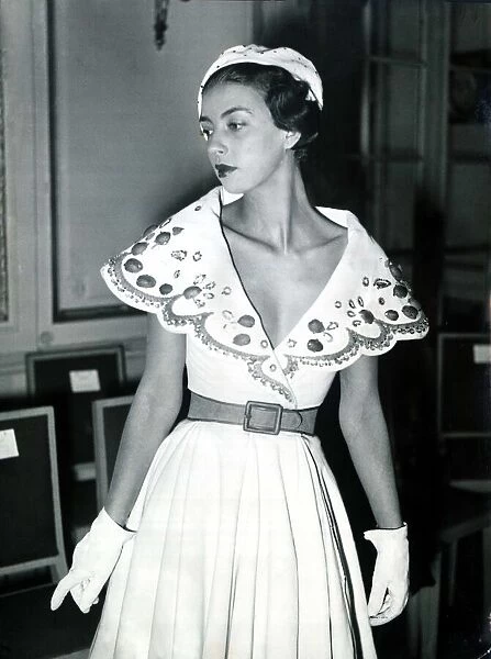 Fashion clothing shoot March 1949 The new plunge neckline from Paris Plunging