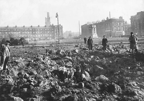 Hamilton Square, Birkenhead, Merseyside. The crater of a bomb which dropped
