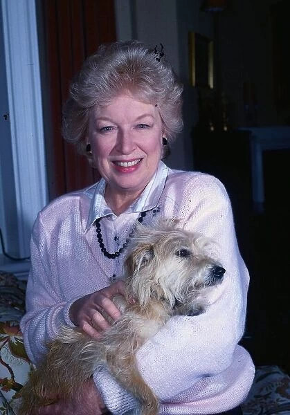 June Whitfield with her dog called 'Rabbit'October 1987