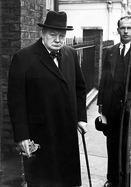 Leader of the Conservative Party Winston Churchill seen leaving his London home