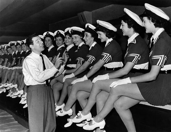 Max Bygraves with the Tiller girls. November 1954 P012451