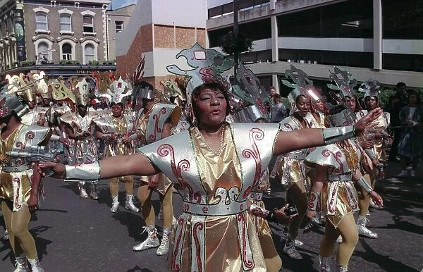 Notting Hill Carnival August 1988 Female dancers dressed up during the carnival