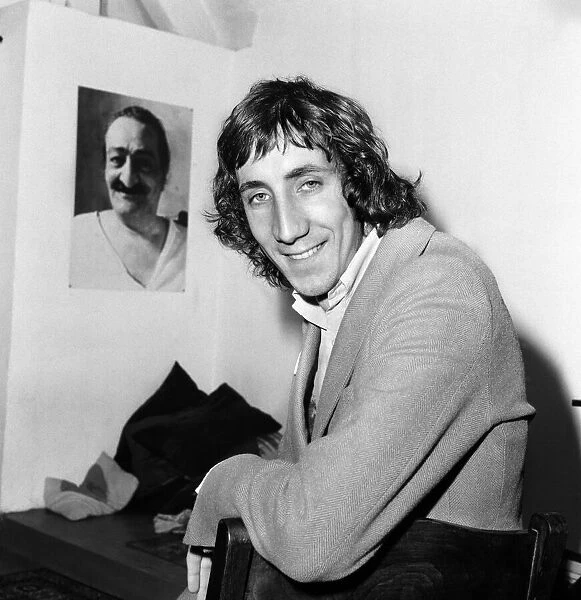 Pete Townshend of British rock group The Who, pictured as he gives a press conference