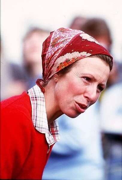 Princess Anne wearing red headscarf