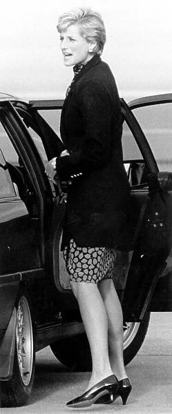 Princess Diana at Aberdeen airport en route to Balmoral for Princess Margaret