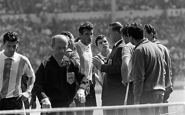 Rattin of Argentina argues with officials in World Cup 1966 quarter finals against