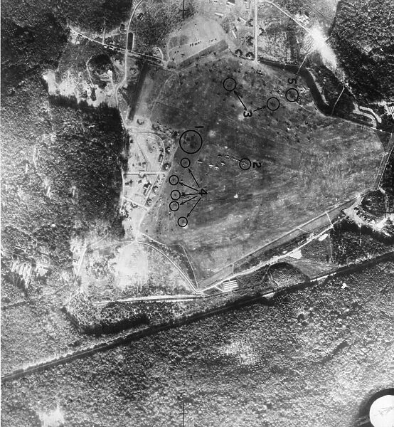 Royal Air Force, RAF, photograph showing damage to enemy aircraft