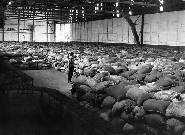 Sacks of coal in Germany waiting to be flown to Berlin as part of the Allied airlift