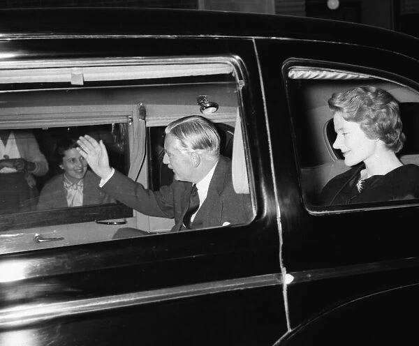 Suez Crisis 1956 The Prime Minister Anthony Eden waves to onlookers as he leaves