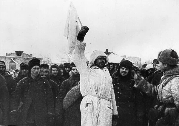 Surrender at Stalingrad. End of the German Sixth Army. Picture shows