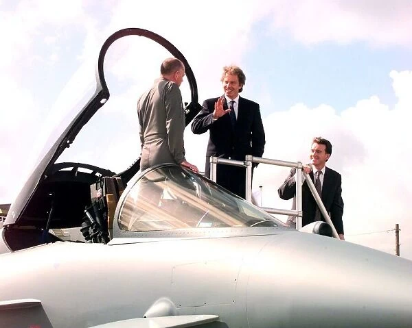 Tony Blair and Peter Mandelson Farnborough Air Show 1998 Pictured looking at