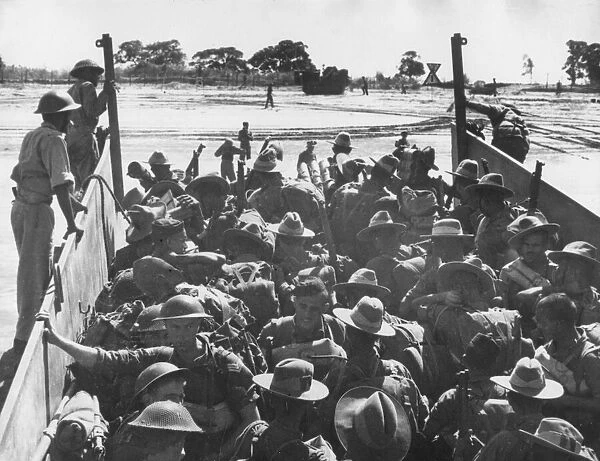 Troops of the 15th Indian corps land on Ramree Island off the coast of Burma during
