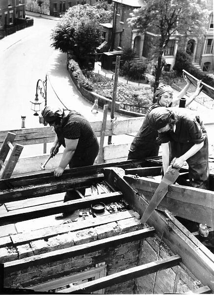 Women take over the job of building houses - 1941 during WW2